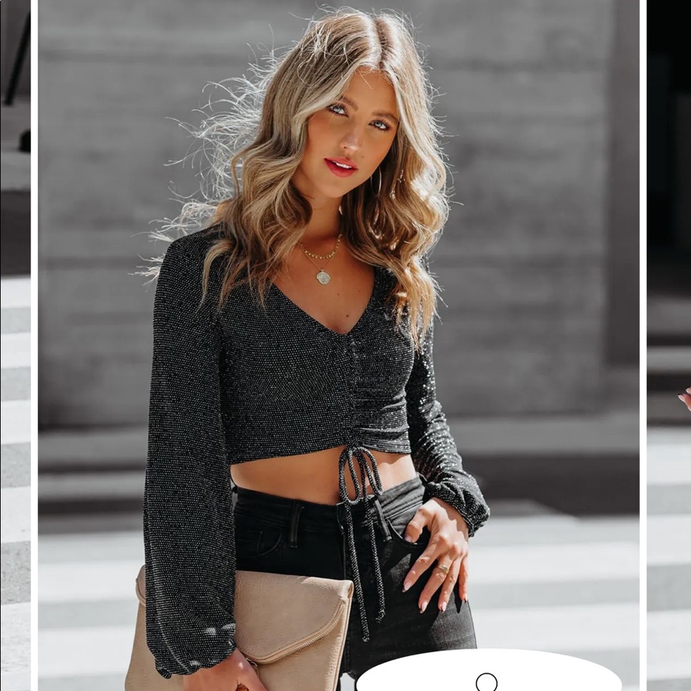 VICI RIZZO RUCHED METALLIC CROP TOP